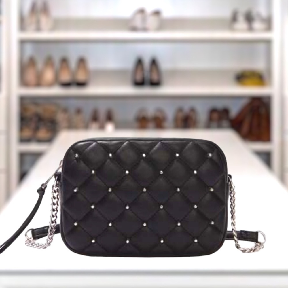 Rebecca Minkoff Top Zip Studded Vegan Black Crossbody New in Package HP - Picture 3 of 13